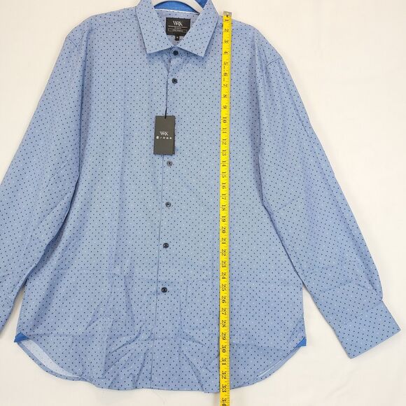 WRK Work Rest Karma Geo Dot Dress Shirt 4 Way Stretch Flip Cuff Men 18 Blue - Picture 4 of 13